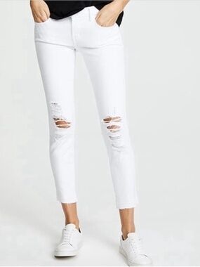 J BRAND demented white skinny cropped jeans